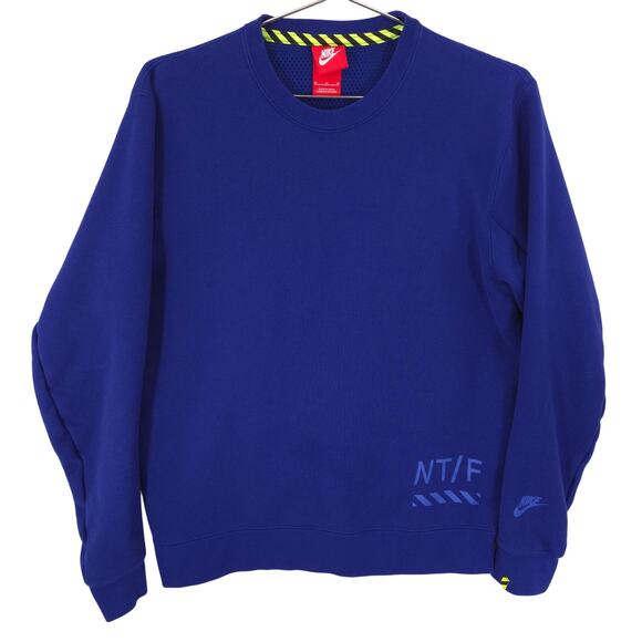 Nike Sweatshirt Mens M Blue Track & Field Crew Neck Zip Pocket Ventilated Back - Picture 1 of 16